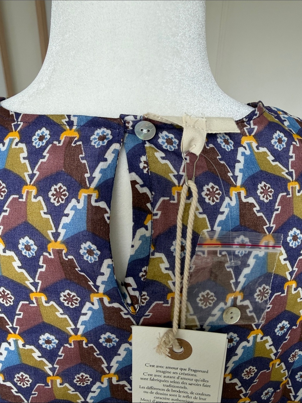 NWT Fragonard Paris French Cotton Block Print Top Boho European Summer Artisan - Picture 5 of 13